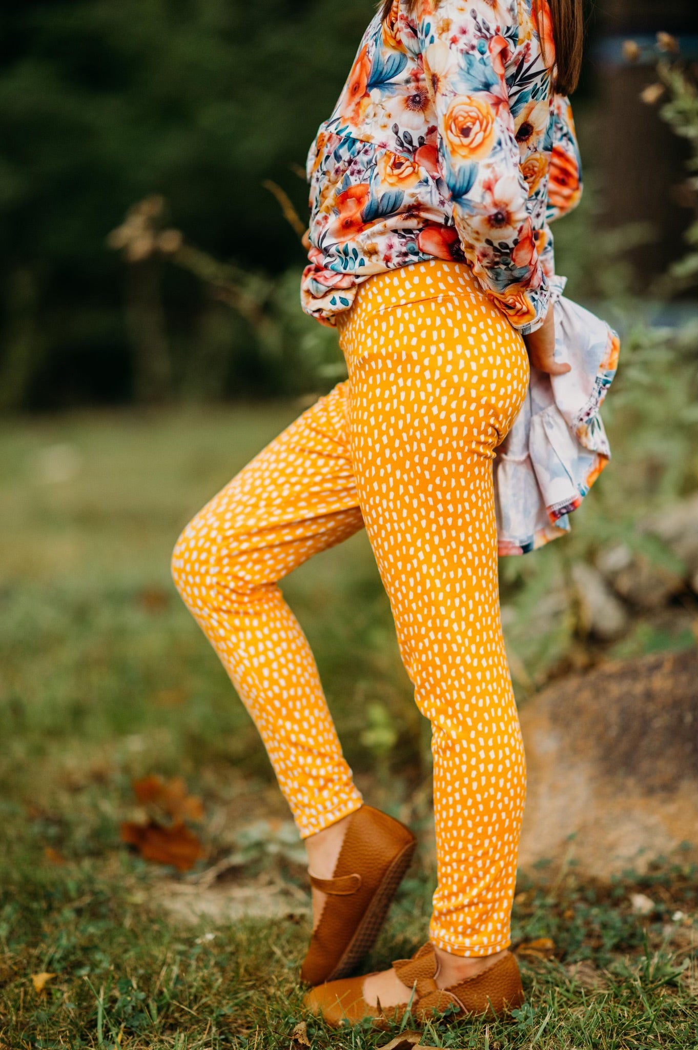 Yellow Boho Dot Leggings {DBP} BFFallEssentials