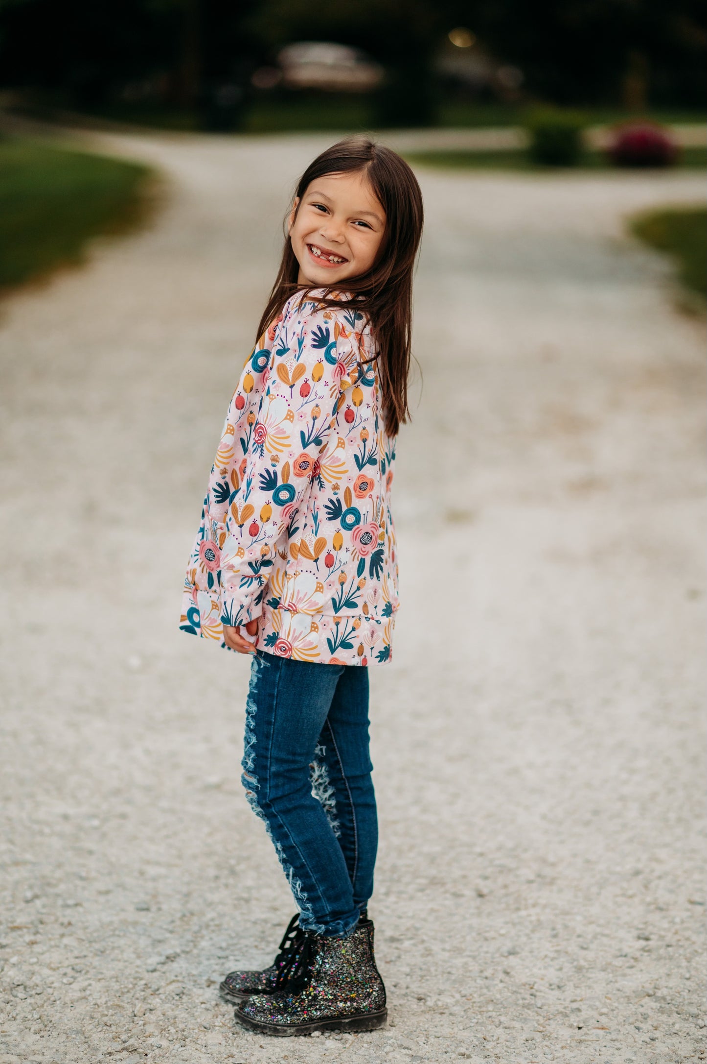 BF Pink Autumn Floral Cardigan {French Terry} FallLeavesPumpkinPlease9.1