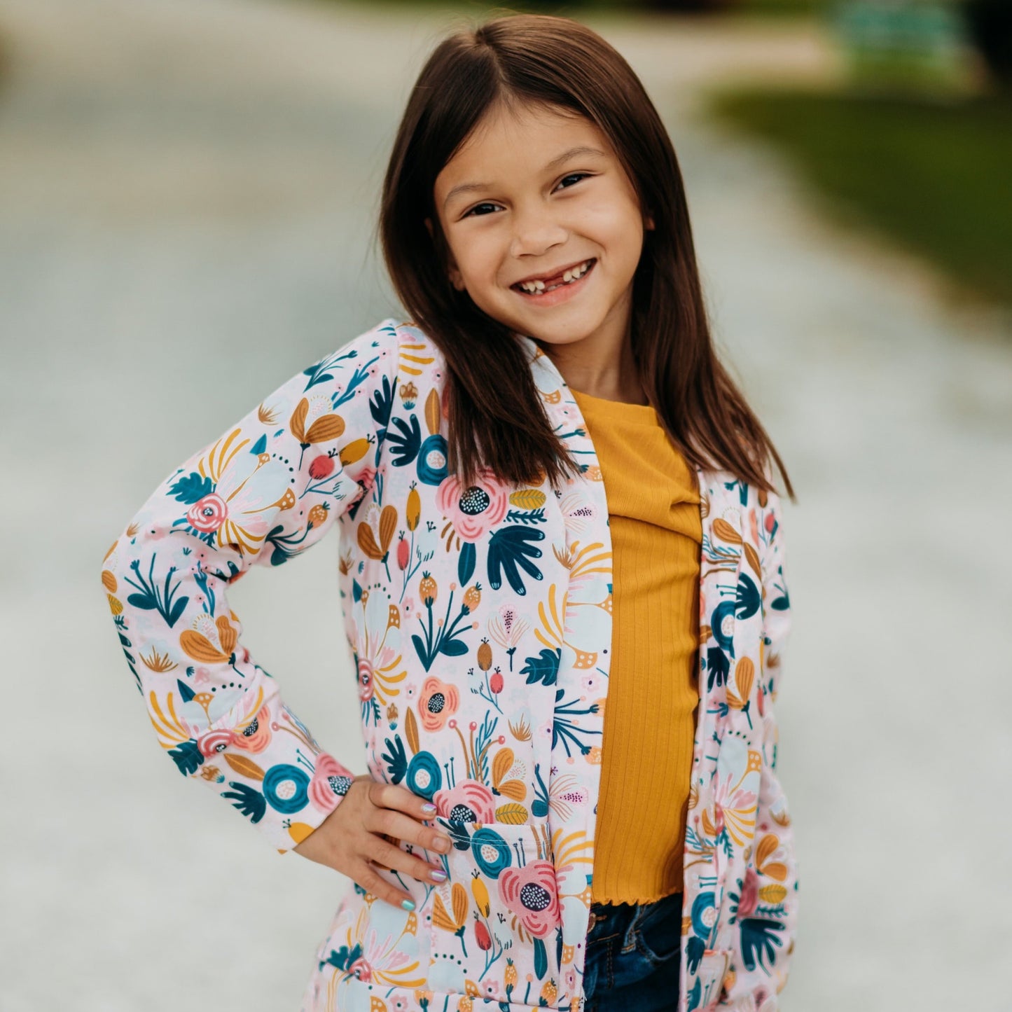 BF Pink Autumn Floral Cardigan {French Terry} FallLeavesPumpkinPlease9.1