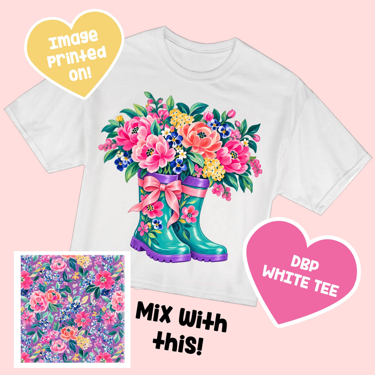 Flowers & Rainboots TEE PerfectlyPatterned10.9