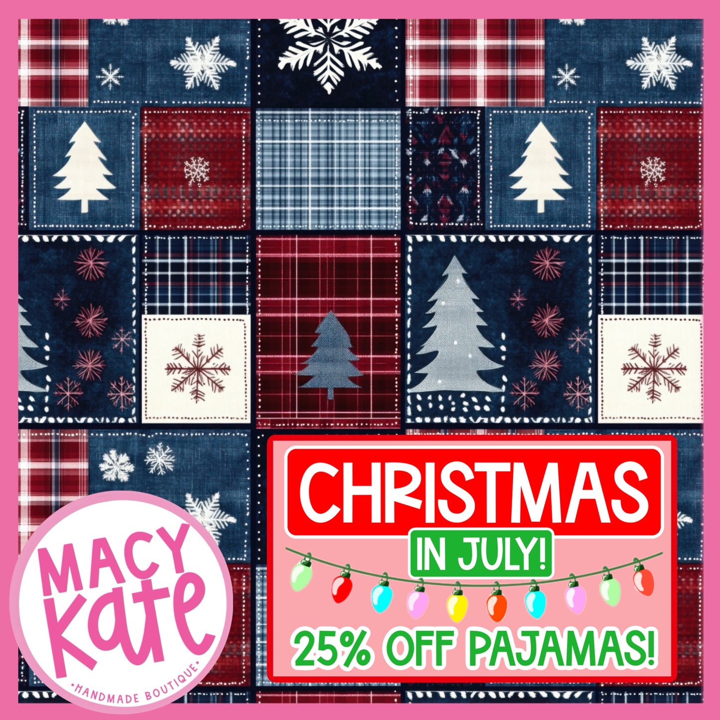 Winter Patchwork PAJAMAS XMASPink Cute&Colorful7.24