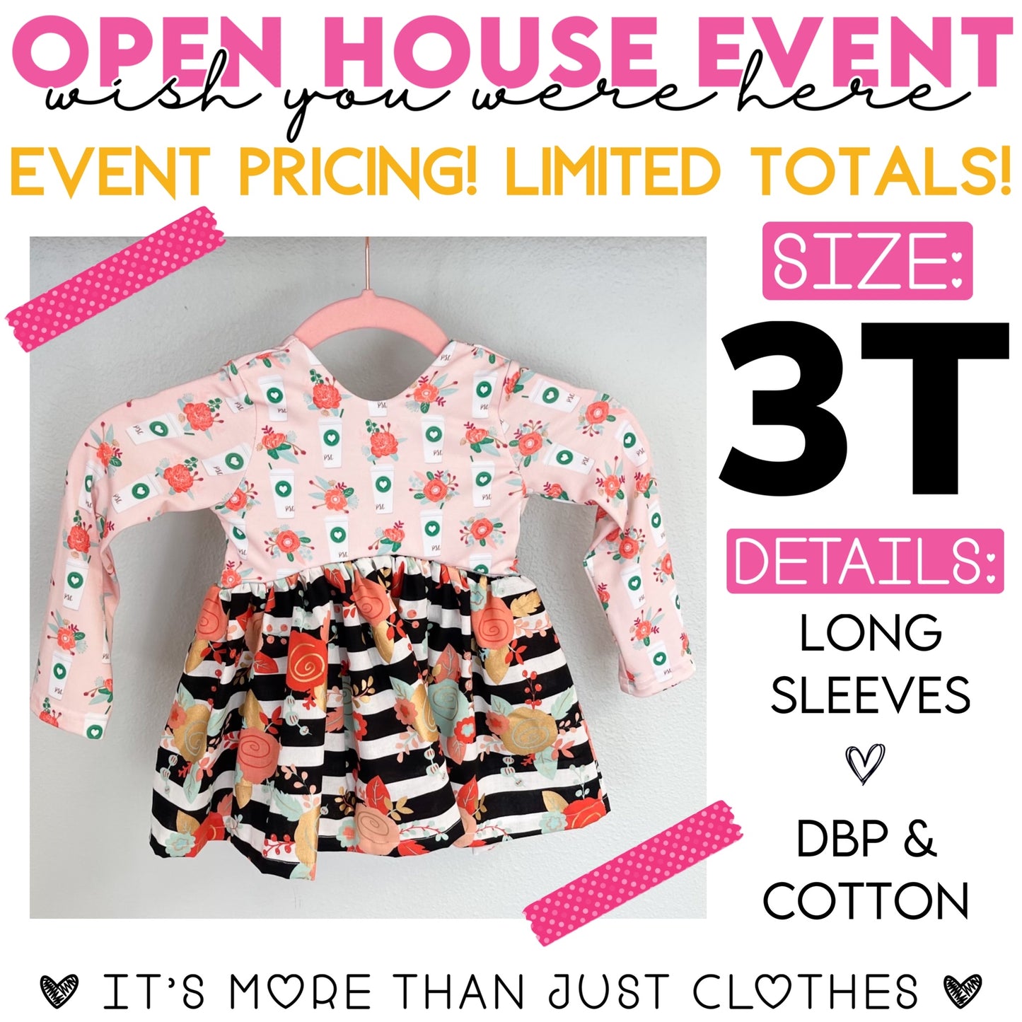 Coffee/ Stripe Floral Skirt {Size 3T Long Sleeves} OpenHouse2023