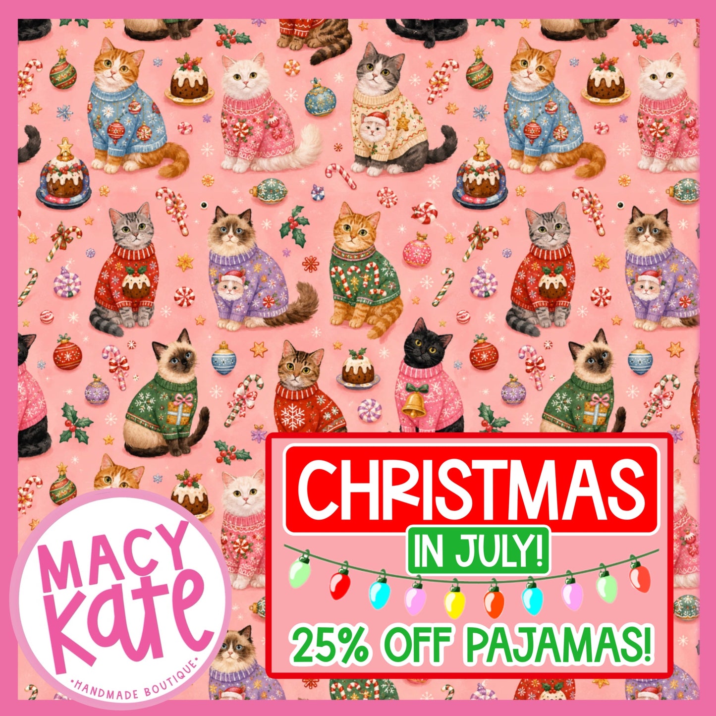 Kitty Christmas PAJAMAS XMASYellow Cute&Colorful7.24