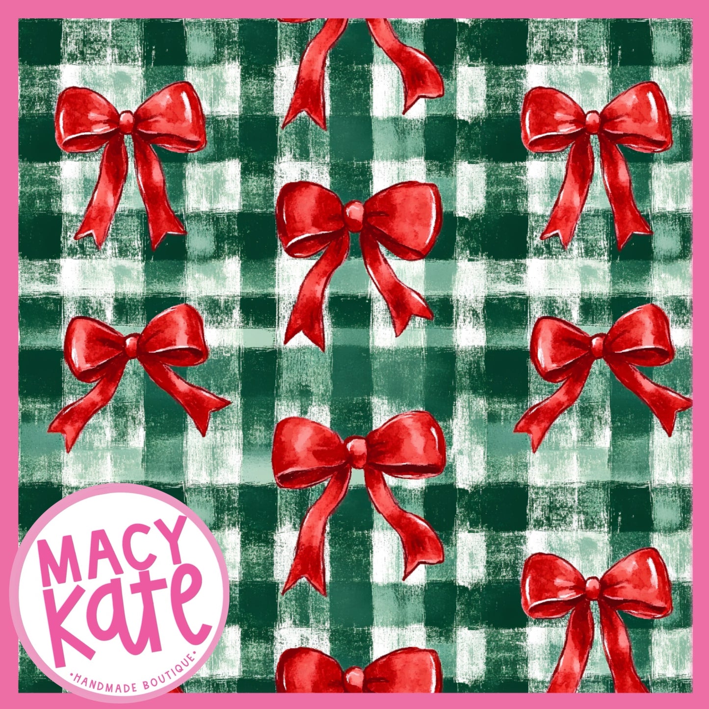 Plaid Bows XMASPink Cute&Colorful7.24