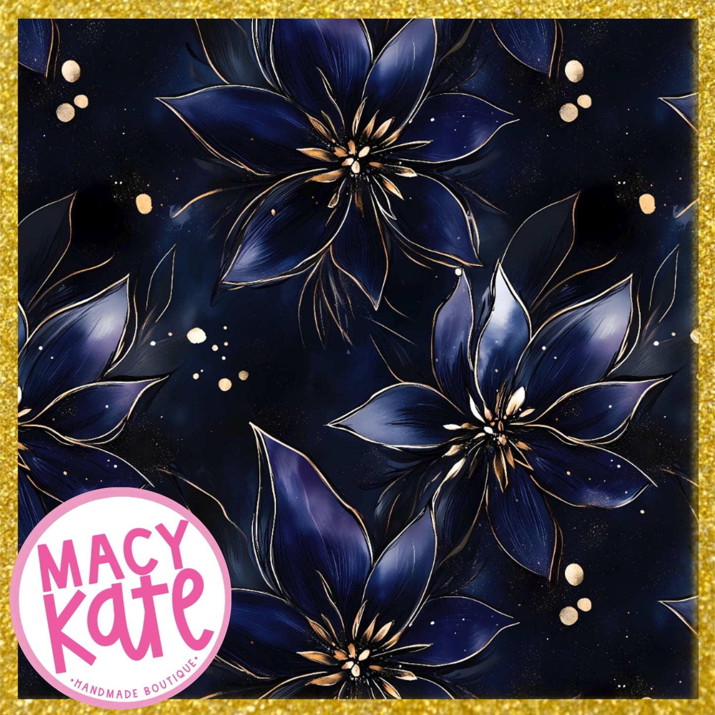 Navy Gold Floral *MOMMY* GOLDExclusive8.3