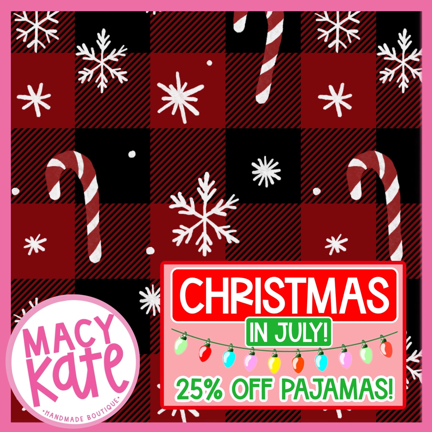 Candy Cane Plaid PAJAMAS XMAS Cute&Colorful7.24