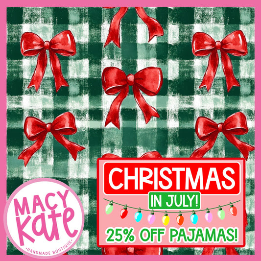 Plaid Bows PAJAMAS XMASPink Cute&Colorful7.24
