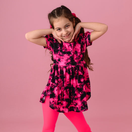 Black & Hot Pink Tie Dye FebHYS2.17