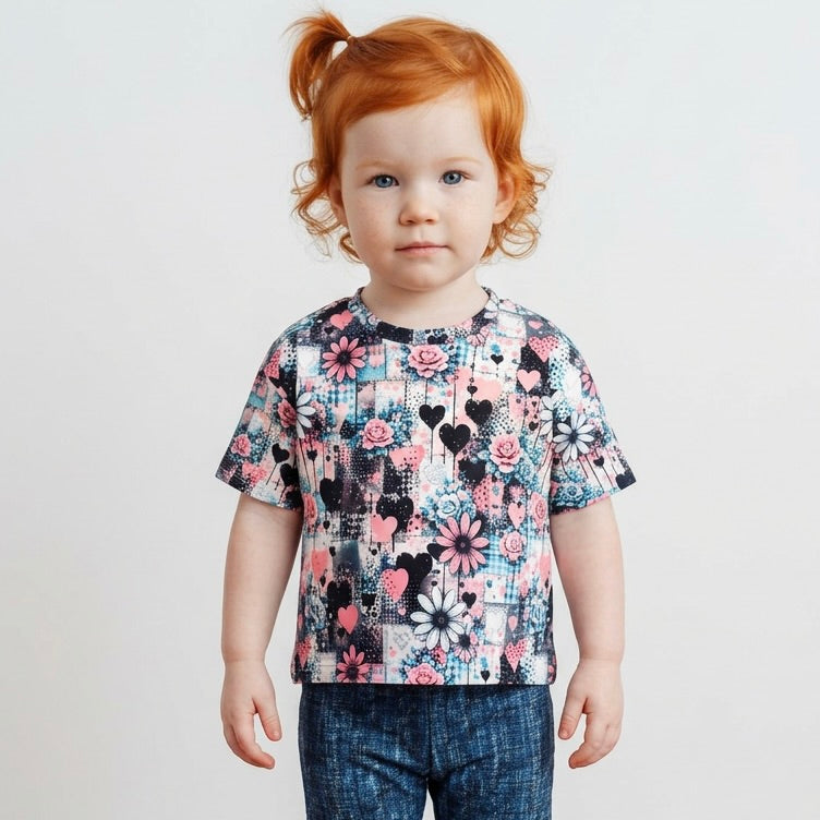 Pink/Black Heart Floral Cute&Colorful7.24