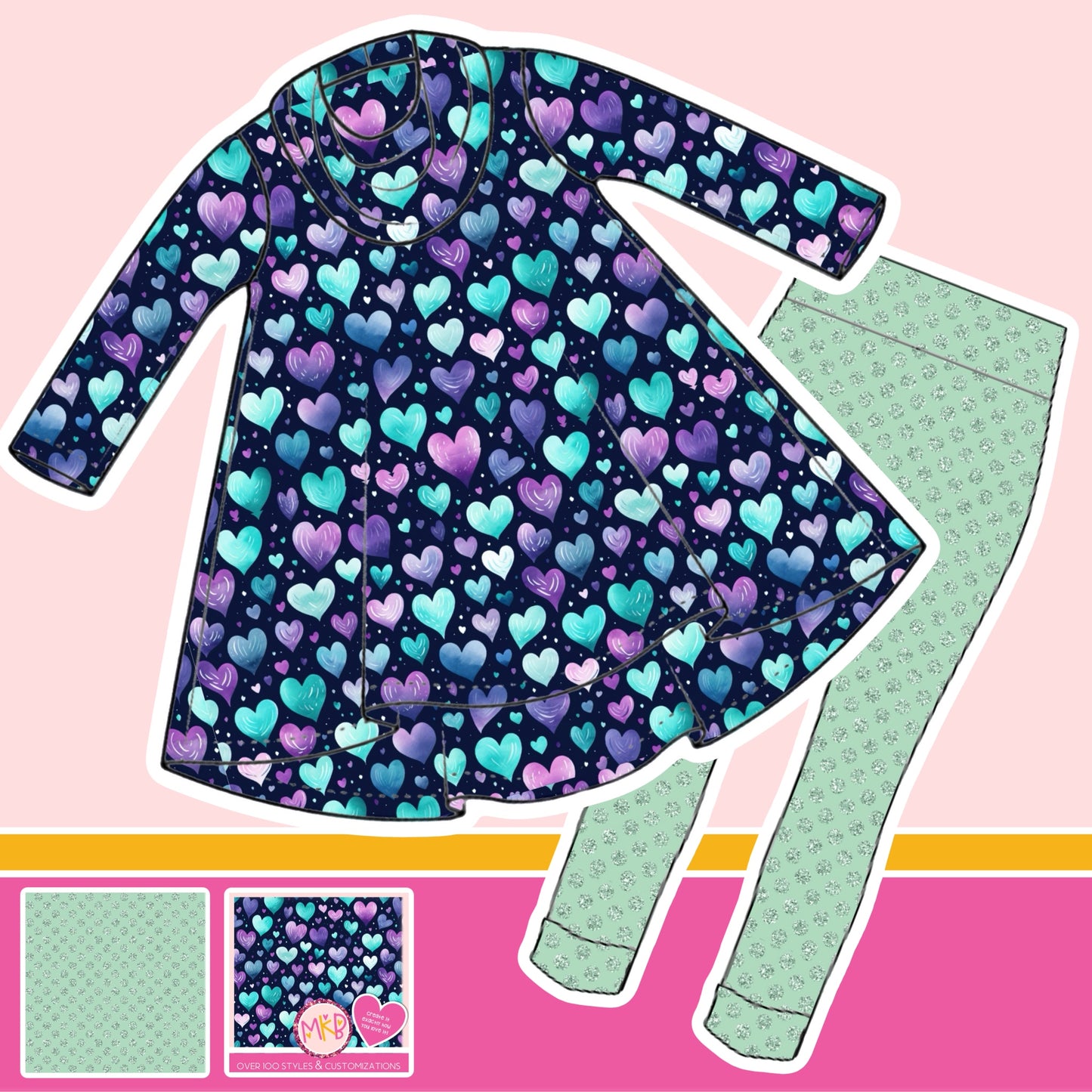 Purple/Teal Hearts *MOMMY* LovetoShine10.10
