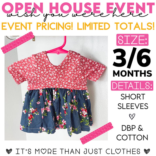 Red Floral/ Blue Dot Floral Skirt {Size 3/6M} OpenHouse2023
