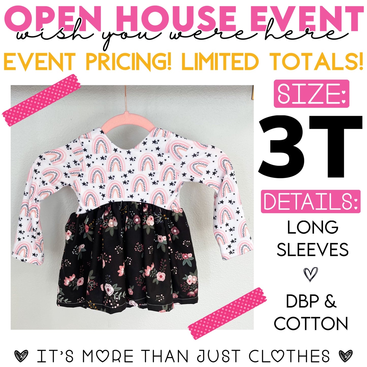 Rainbows/Black Floral Skirt {Size 3T Long Sleeves} OpenHouse2023