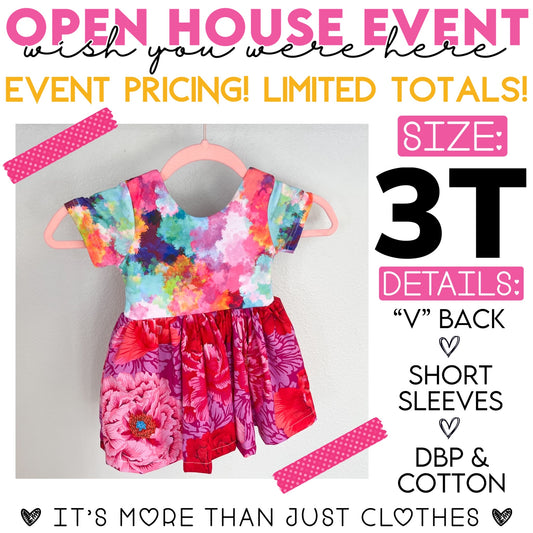 Watercolor Top/ Pink Red Floral Skirt {Size 3T} OpenHouse2023