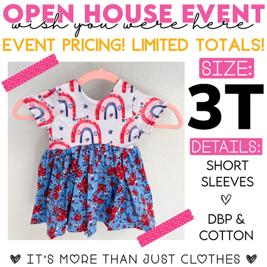 Rainbow/Blue Red Floral Skirt {Size 3T} OpenHouse2023
